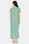 Coucou Maternity Woven Full Length Loungewear Dress With Front Zipper And Discreet Feeding - Forest Green — thumbnail 3